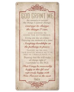 Serenity Prayer Vintage Sign, Automotive, Metal Sign, Wall Art, 12 X 24 Inches