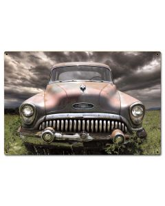 Buick In Field Vintage Sign, Automotive, Metal Sign, Wall Art, 24 X 16 Inches