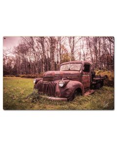 Chevy In Field Vintage Sign, Automotive, Metal Sign, Wall Art, 24 X 16 Inches