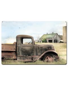 Truck Barn Vintage Sign, Automotive, Metal Sign, Wall Art, 36 X 24 Inches