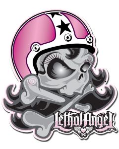 LETH190 - LETHAL ANGEL SKULL PINK HELMET, Man Cave, Metal Sign, Wall Art, 20 X 17 Inches