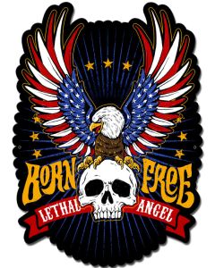 LETH196 - LETHAL ANGEL BORN FREE EAGLE, Man Cave, Metal Sign, Wall Art, 14 X 19 Inches