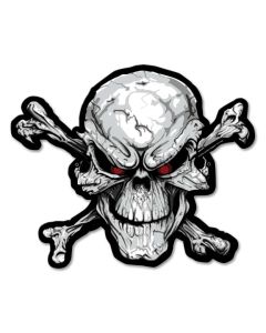 LETH210 - ANGRY SKULL, Man Cave, Metal Sign, Wall Art, 11 X 9 Inches