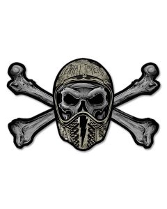 LETH213 - HELMET SKULL, Man Cave, Metal Sign, Wall Art, 11 X 7 Inches