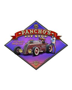 Pancho's Rt 66 Vintage Sign, Street Signs, Metal Sign, Wall Art, 16 X 13 Inches
