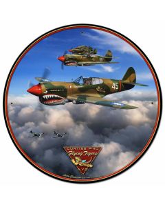 P-40 Flying Tigers Vintage Sign, Automotive, Metal Sign, Wall Art, 28 X 28 Inches