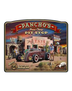 Pancho's Poon-Tang Pit Stop Vintage Sign, Automotive, Metal Sign, Wall Art, 18 X 14 Inches