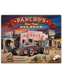 Pancho's Poon-Tang Pit Stop Vintage Sign, Automotive, Metal Sign, Wall Art, 30 X 24 Inches