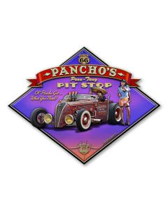 Pancho's Poon-Tang Pit Stop Vintage Sign, Automotive, Metal Sign, Wall Art, 20 X 16 Inches