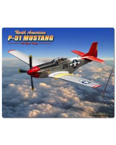 P-51 Mustang Vintage Sign, Automotive, Metal Sign, Wall Art, 24 X 30 Inches