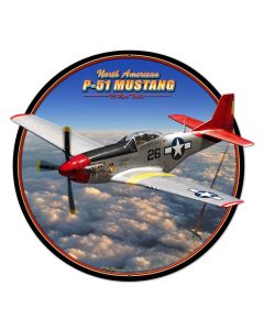 P-51 Mustang Vintage Sign, Automotive, Metal Sign, Wall Art, 18 X 17 Inches