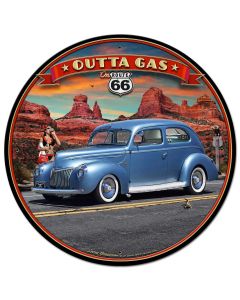 1939 Rod Sedan Rt 66 28inch Round Vintage Sign, Street Signs, Metal Sign, Wall Art, 28 X 28 Inches