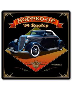 1934 Ragtop Rod Vintage Sign, Automotive, Metal Sign, Wall Art, 12 X 12 Inches
