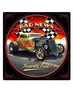 1933 Bad News Vintage Sign, Automotive, Metal Sign, Wall Art, 24 X 24 Inches