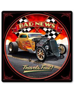 1933 Bad News Vintage Sign, Automotive, Metal Sign, Wall Art, 12 X 12 Inches