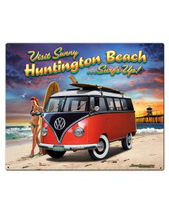 Huntington Beach VW Vintage Sign, Automotive, Metal Sign, Wall Art, 30 X 24 Inches
