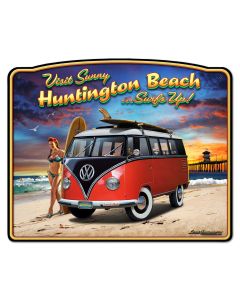 Huntington Beach VW Frame Vintage Sign, Automotive, Metal Sign, Wall Art, 18 X 15 Inches