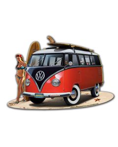 Huntington Beach VW Cut-out Vintage Sign, Automotive, Metal Sign, Wall Art, 18 X 15 Inches