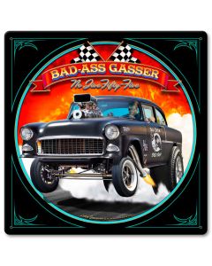 1955 Bad-Ass Gasser Vintage Sign, Automotive, Metal Sign, Wall Art, 12 X 12 Inches