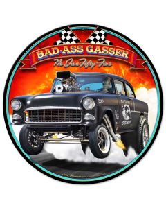 1955 Bad-Ass Gasser Vintage Sign, Automotive, Metal Sign, Wall Art, 14 X 14 Inches