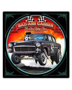 1955 Bad-Ass Gasser Vintage Sign, Automotive, Metal Sign, Wall Art, 24 X 24 Inches