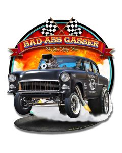 1955 Bad-Ass Gasser Vintage Sign, Automotive, Metal Sign, Wall Art, 17 X 18 Inches