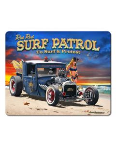 1929 Rat Rod Surf Patrol Vintage Sign, Automotive, Metal Sign, Wall Art, 15 X 12 Inches