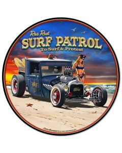 1929 Rat Rod Surf Patrol Vintage Sign, Automotive, Metal Sign, Wall Art, 14 X 14 Inches