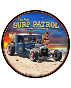 1929 Rat Rod Surf Patrol Vintage Sign, Automotive, Metal Sign, Wall Art, 28 X 28 Inches