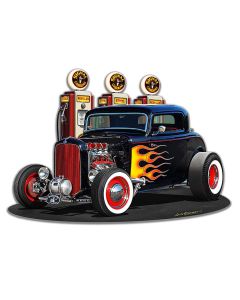 1932 Deuce Coupe Fill-up Cutout Vintage Sign, Automotive, Metal Sign, Wall Art, 18 X 13 Inches