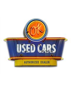1950's OK Used Cars Vintage Sign, Automotive, Metal Sign, Wall Art, 18 X 12 Inches