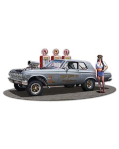 1964 Plymouth Gasser Fill-up WG Vintage Sign, Oil & Petro, Metal Sign, Wall Art, 18 X 9 Inches