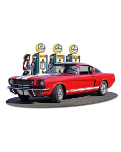 1966 Mustang GT 350 Fill-up WG Vintage Sign, Automotive, Metal Sign, Wall Art, 18 X 11 Inches