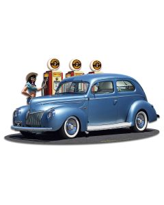 1939 Rod Sedan Fill-up WG Vintage Sign, Automotive, Metal Sign, Wall Art, 18 X 10 Inches