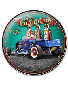 1929 Rod Pickup Fill-Up, Automotive, Metal Sign, Wall Art, 14 X 14 Inches