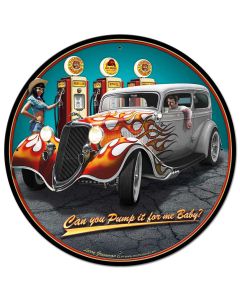 1934 Rod Sedan Fill-up Vintage Sign, Automotive, Metal Sign, Wall Art, 28 X 28 Inches
