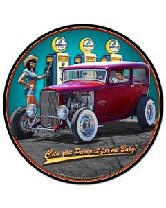 1932 Sedan Fill-up Vintage Sign, Automotive, Metal Sign, Wall Art, 28 X 28 Inches