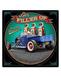 LGB414 - 1929 ROD PICK-UP FILL-UP Vintage Sign, Automotive, Metal Sign, Wall Art, 24 X 24 Inches