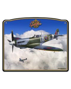 Spitfire RAF Fighter Plane Frame Vintage Sign, Aviation, Metal Sign, Wall Art, 18 X 15 Inches