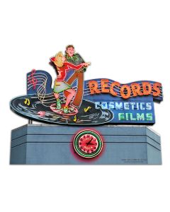 1956 Records Sign Building Vintage Sign, Automotive, Metal Sign, Wall Art, 18 X 15 Inches