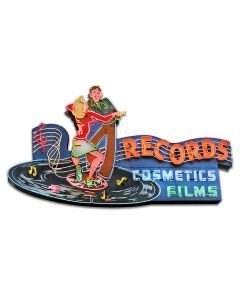 1956 Records Store Vintage Sign, Automotive, Metal Sign, Wall Art, 18 X 10 Inches