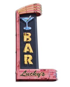 Lucky's Bar Vintage Sign, Automotive, Metal Sign, Wall Art, 16 X 29 Inches