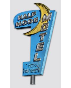 Half Moon Motel Sign Vintage Sign, Automotive, Metal Sign, Wall Art, 15 X 27 Inches