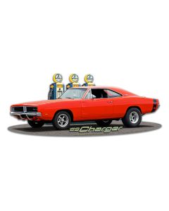 1969 Dodge Charger Fill-up Vintage Sign, Automotive, Metal Sign, Wall Art, 18 X 8 Inches