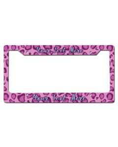 PInk Leopard LIcense Frame Vintage Sign, Automotive, Metal Sign, Wall Art, 12 X 6 Inches