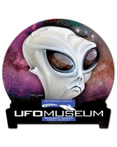Ufo Museum Half Moon, Man Cave, Metal Sign, Wall Art, 16 X 16 Inches