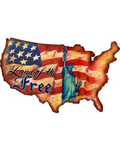 Land Of The Free USA Vintage Sign, Man Cave, Metal Sign, Wall Art, 19 X 12 Inches