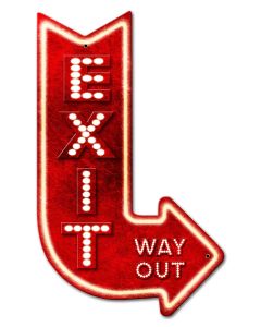 3-D Exit Arrow Right Vintage Sign, 3-D, Metal Sign, Wall Art, 15 X 24 Inches