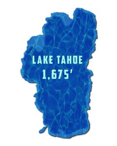Lake Tahoe Depth 1675 Vintage Sign, Travel, Metal Sign, Wall Art, 13 X 22 Inches
