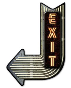 EXit Lt Arrow 3-D Vintage Sign, 3-D, Metal Sign, Wall Art, 17 X 25 Inches